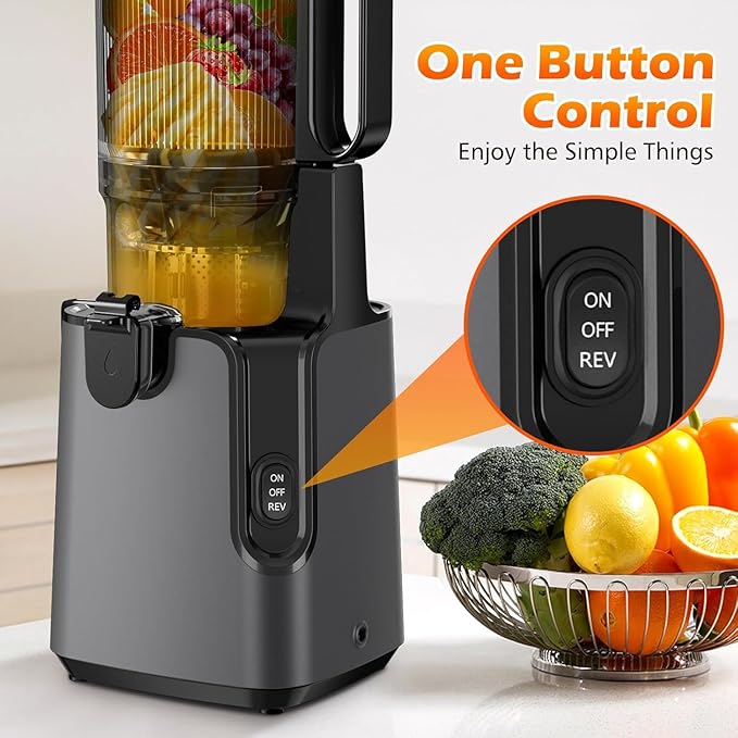 Juicer Machines with 5.8" Large Feed Chute, 400W Cold Press Juicer for Whole Vegetables and Fruits, Slow Masticating juicer Easy to Clean Juice Extractor Machine High Juice Yield(Titanium Gray)