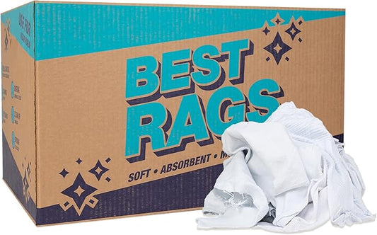 Arkwright Tshirt Box of Rags - 25 lb Box - Low Lint, Streak-Free Multipurpose Professional Cotton Cleaning Cloths for Stain, Paint, Wood, and Grease, White