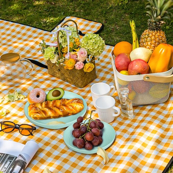 Supernal Wheat Straw Dinnerware, Microwave Dishwasher Safe, Unbreakable Light Weight Plates Service For 8, Reusable Tableware Set, Multicolor Set 16pcs Plates, 8pcs Bowls, 8pcs Cups