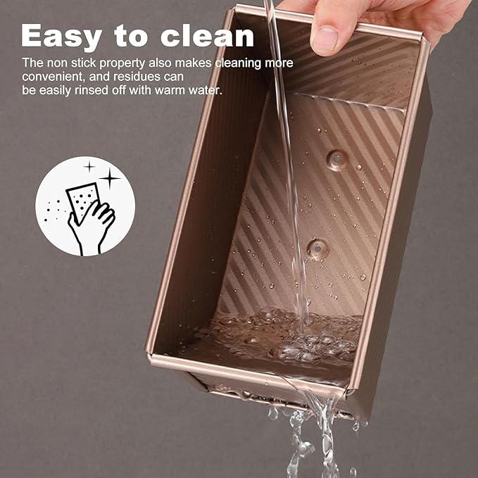 3 Pack Set Pullman Loaf Pan with Lids, 2.2 lb & 1 lb & 0.8 lb Dough Capacity,Non-Stick Sandwich Bread Loaf Pan for Homemade Baking Bread