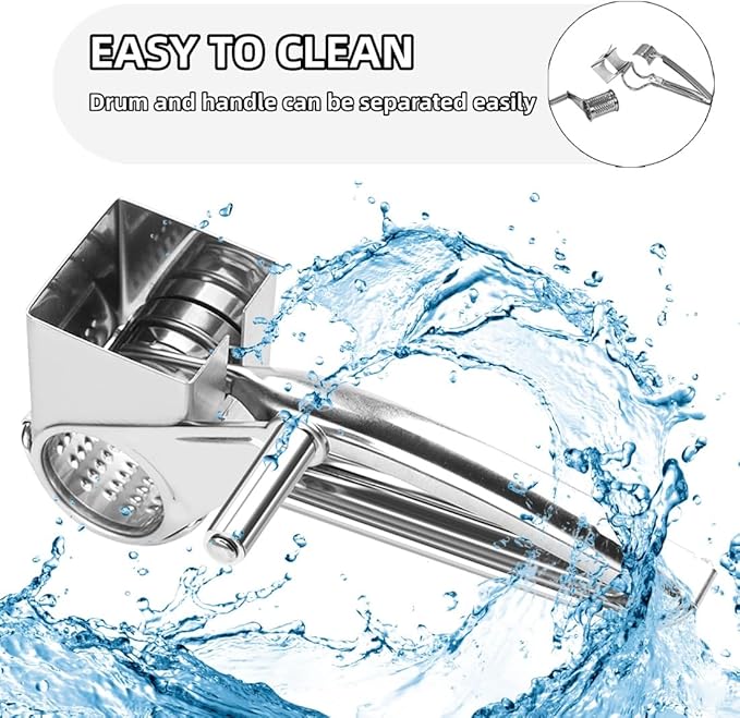 Cheese Grater, Stainless Steel Rotary Cheese Graters Shredder Handheld, Kitchen Grater for Cheese Ginger Vegetables