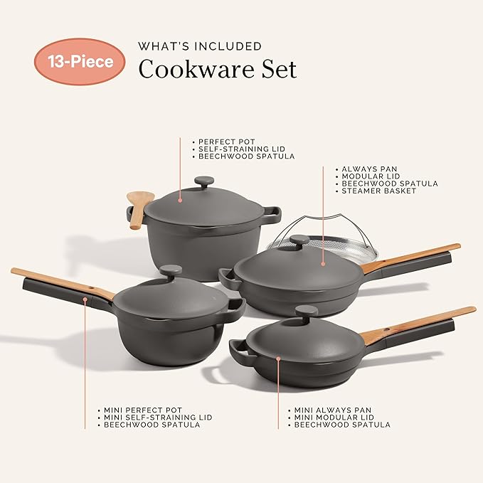 Our Place Cookware Set - 13-Piece Kit Including the Always Pan, Perfect Pot and Spatulas | Multifunctional, Toxin-Free Nonstick | Heat Safe up to 450°F | Oven, Stove, Induction Compatible | Char