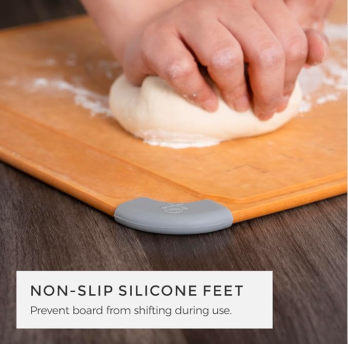 Elihome Essential Baking Pastry & Cutting Board for Kitchen, Wood Fiber Cutting Board for Kitchen, Knife Friendly, Dishwasher Safe, Non-Slip Feet, Juice Groove, Non-Porous, Eco Friendly, 15" x 18"