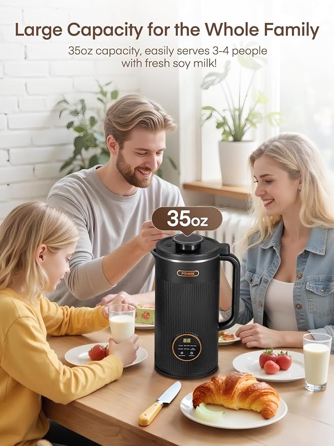35oz Nut Milk Maker Machine, 8 in 1 Automatic Nut Milk Maker with 8 Blades, 800W Soy Milk Maker for Homemade Oat Milk, Juice, Almond Milk Maker with 12H Delay Start, Boil Water,Keep Warm&Auto Clean
