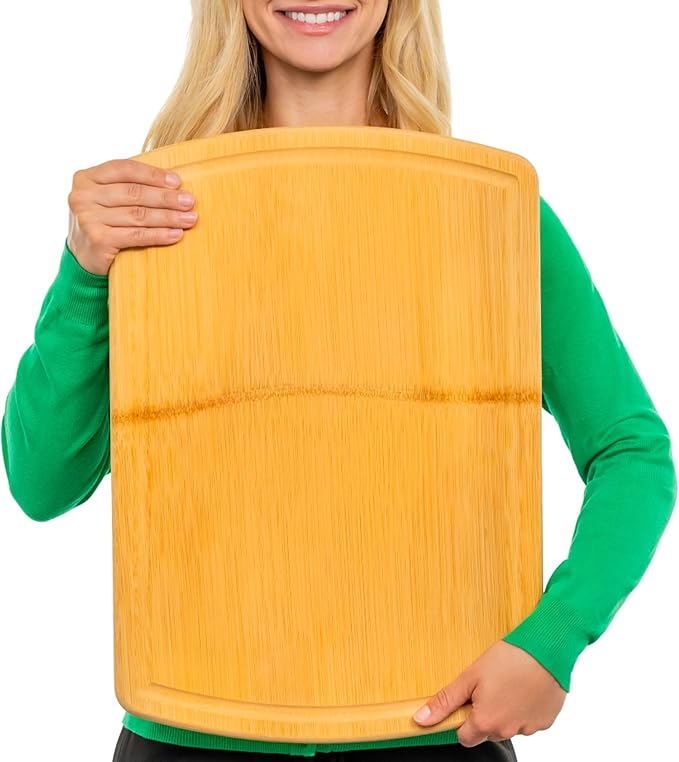 Greener Chef 20 Inch Bamboo Cutting Board Featuring Super-Sized Glue-Free Surface™ – Heavy Duty Butcher Block for Safe Meal Prep, Chopping & Carving with Lifetime Replacements