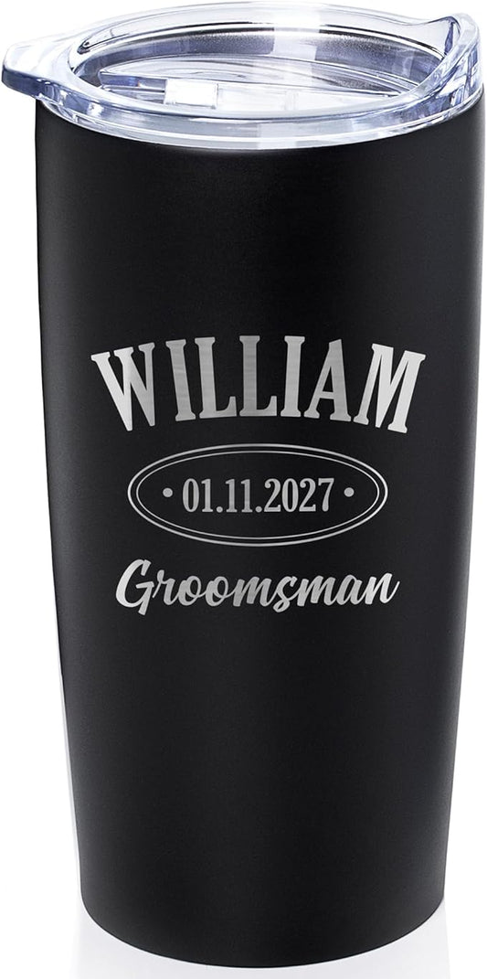 Lifetime Creations Engraved Personalized Groomsman Tumbler (Matte Black) 20 oz - Engraved Groomsman Stainless Steel Tumbler Coffee Travel Mug