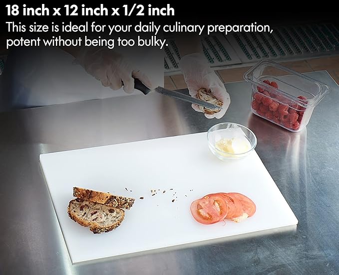 CURTA 2-Pack Cutting Boards for Kitchen, 18" x 12" x 0.5" Blue Color Coded Plastic Chopping Board with Anti Slip Surface Dishwasher Safe