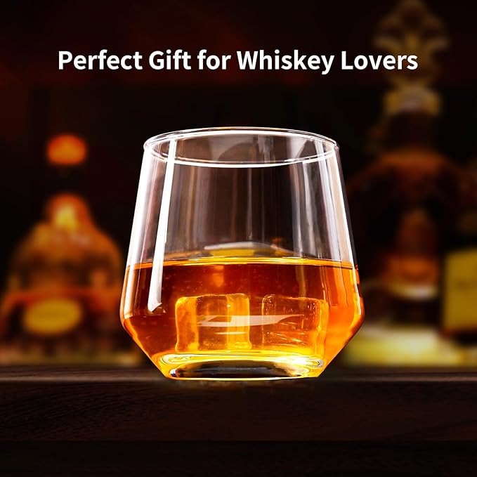 Drinking Glasses Set of 8,Clear 13 oz & 18oz Crystal Glass Cups,Drinkware Glassware,Highball Water Tumbler,Short Stemless Wine Glasses，for Beer,Cocktail,Whiskey,Juice and Various Mixed Drinks