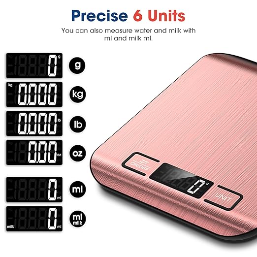 Mik-Nana Food Scale, 22lb Digital Kitchen Scale Weight Grams and Ounces for Baking Cooking Coffee Package Postage, 6 Units with Tare Function, LCD Display, Easy Clean Stainless Steel