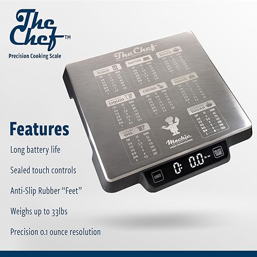 Heavy Duty Digital Kitchen/Food Scale – 33lb Capacity, 1g Accuracy, Perfect for Baking, Cooking & Meal Prep! Easy-to-Read with Large Containers. Bonus: Built in Baking Conversions! Restaurant Grade!
