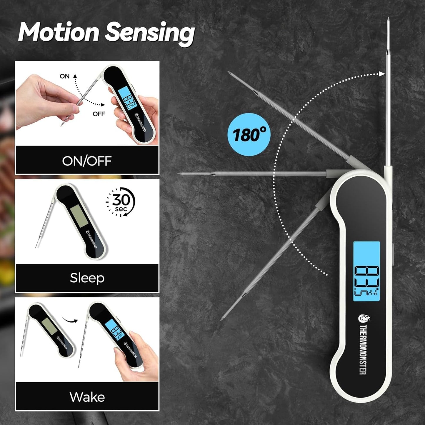 0.5 Sec Instant Read Meat Thermometer Digital with ±0.5℉ Precision, Food Thermometer for Cooking Kitchen Gadgets, Oven Grill Candy BBQ Essentials Accessories, Gifts for Him Dad Men Birthday, White