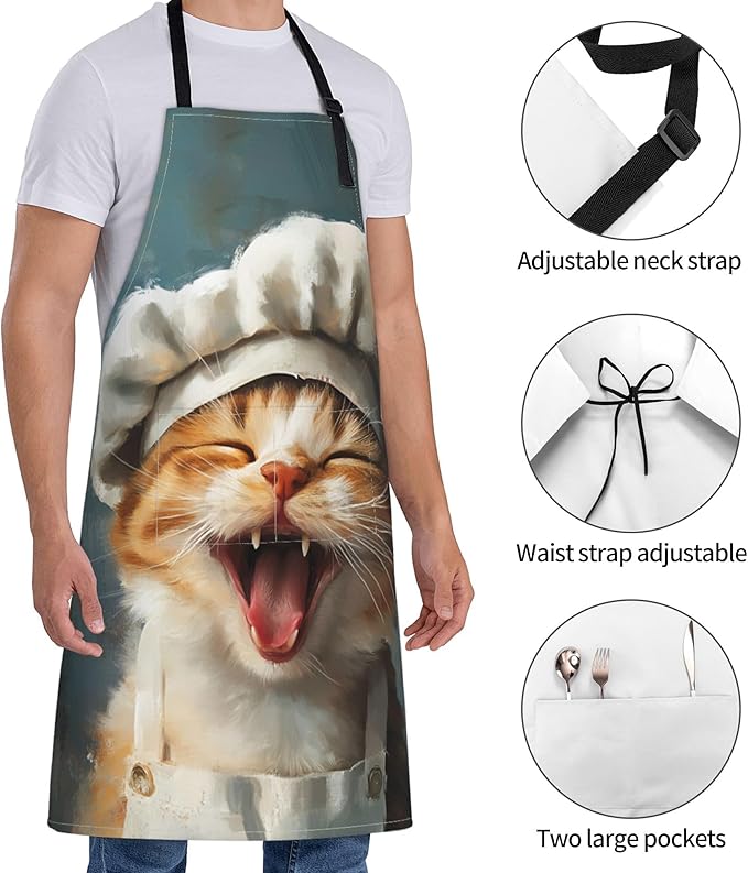 Funny Animal Apron with 2 Pockets Waterproof for Men Women Kitchen Garden Decor