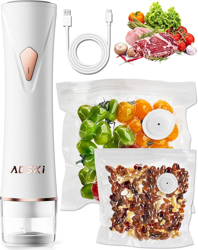 Compact Vacuum Sealer for Food Sealer: Handheld Portable Vacuum Sealer Machine for Food Storage, Rechargeable Food Vacuum Sealing for Kitchen Travel Fridge Meal Prep, Gifts for Mom, Wife, Chef & Home