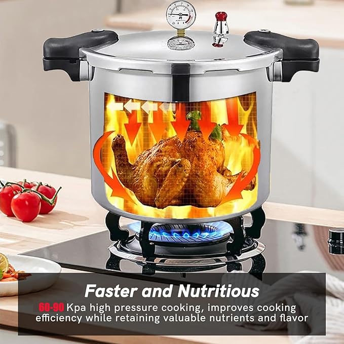 25 Quart Pressure Canner Cooker & pressure canners for canning & water bath canner | Pressure Gauge & Pressure Regulator | Induction Compatible & Pressure release 13 PSI (+/- 5%)