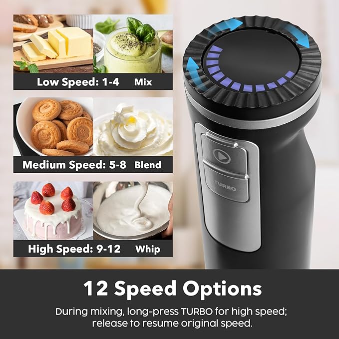 2-In-1 Hand Mixer Immersion Blender Electric Handheld, Portable Hand Blender Electric Mixer with Beater Dough Whisk & Blending Cup, Food Processor Kitchen Gadgets for Smoothies Baby Food Baking & Soup