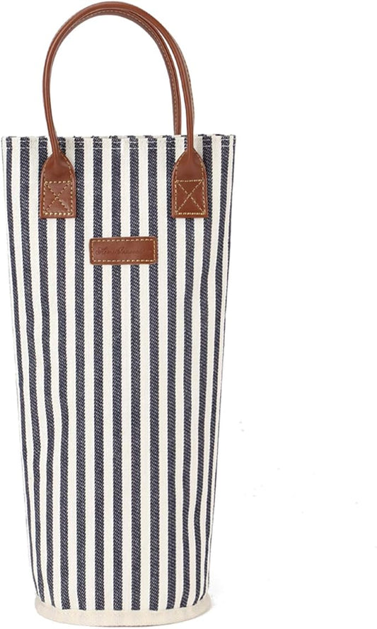 ZORMY Single Bottle Insulated Wine Tote, 1 Bottle Wine Carrier Bag Padded Wine Cooler Perfect Wine Lover's or Wedding Gift-Stripe (Srtipe)