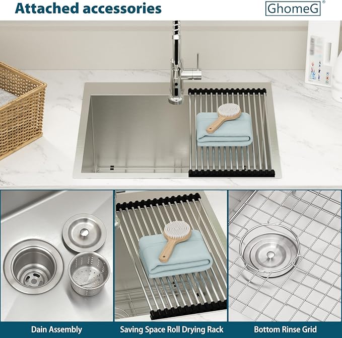 25 Inch Laundry Sink Dorp In 25x22x13 Inch Deep Laundry Utility Sink Drop In Topmount Single Bowl 16 Gauge Stainless Steel Above Counter Kitchen Laundry Room Sinks