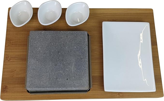 Black Rock Grill Steak On The Stone Set, Hot Rock Grill Table Top Lava Cooking Stone (One Standard Set)