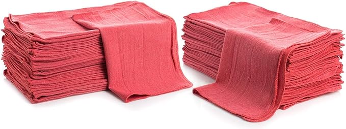 Simpli-Magic Cotton Shop Towels, Commercial Grade, Red, 145 Pack, Size: 14" x 12"