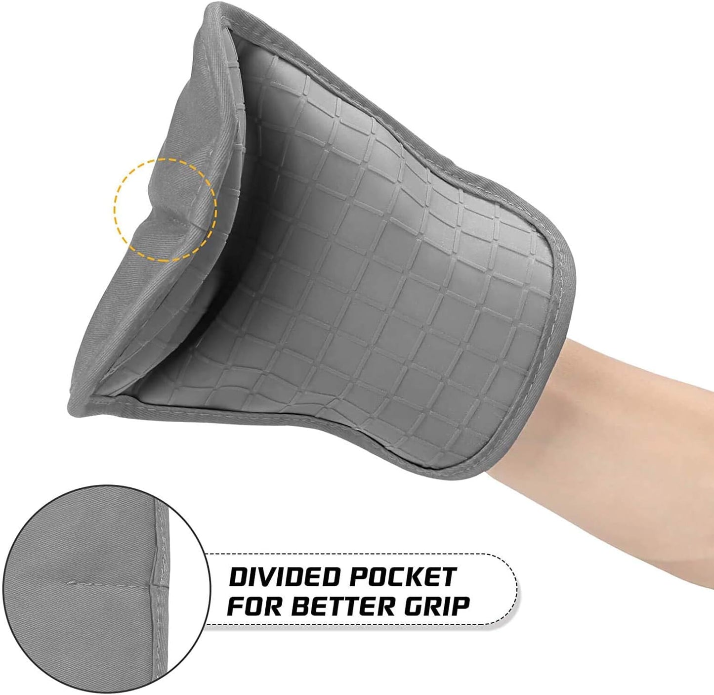 HOMWE Silicone Kitchen Pot Holders with Pockets, 2 Pc Set Trivet, Steam and Heat Resistant Hand and Countertop Protection Hot Pads, Non-Slip Grip potholders, Terrycloth Interior Lining, Navy Blue