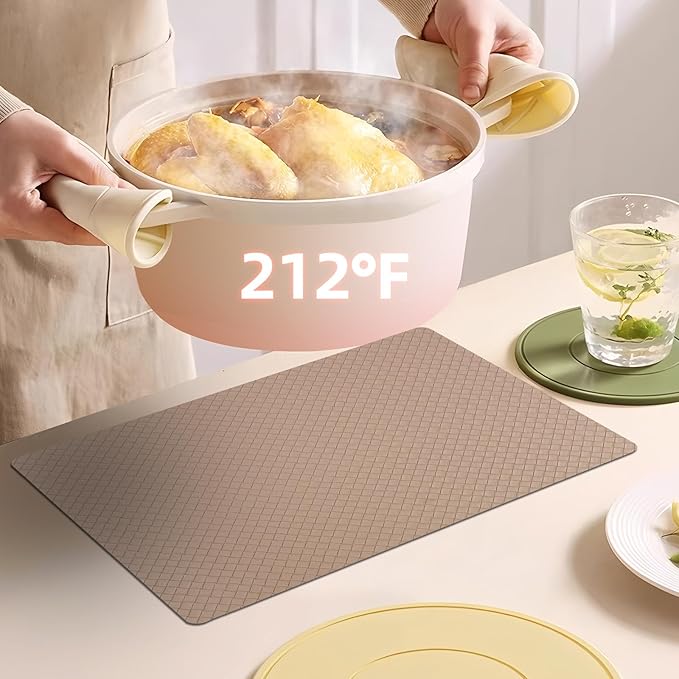 Vinyl Placemats Set of 6-12×17.7 Inch Waterproof & Heattable Placemats, Fall Faux Leather Wipeable Outdoor Table Mat for Dining, Kitchen, Indoor Outdoor Use (Apricot Color, Woven Pattern)