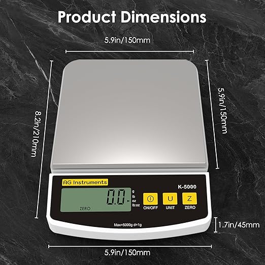 11lb/1g Digital Food Kitchen Scale, Multi-Functional Grams Ounces for Cooking Baking Diet Meal Prep Weight Loss, 4 Units, Stainless Steel Zero Tare Function