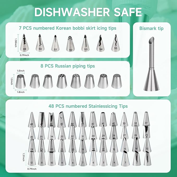 Cake Decorating Kit,137pcs Cake Decorating Supplies with Cake Turntable for Decorating,Pastry Piping Bag,Russian Piping Tips Baking Tools, Cake Baking Supplies for Beginners(Green)