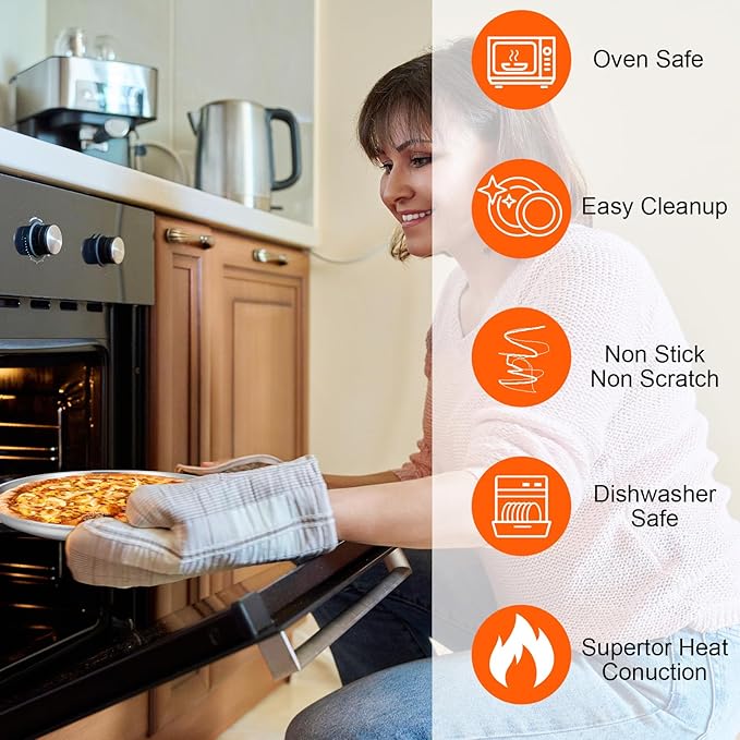 8 Pcs Silver Pizza Pans Bulk, 8 Inch Stainless Steel Round Bakeware Pizza Pan for Oven, Kitchen Baking, Home, Restaurant, Reusable Sturdy-Pizza Trays Easy Clean