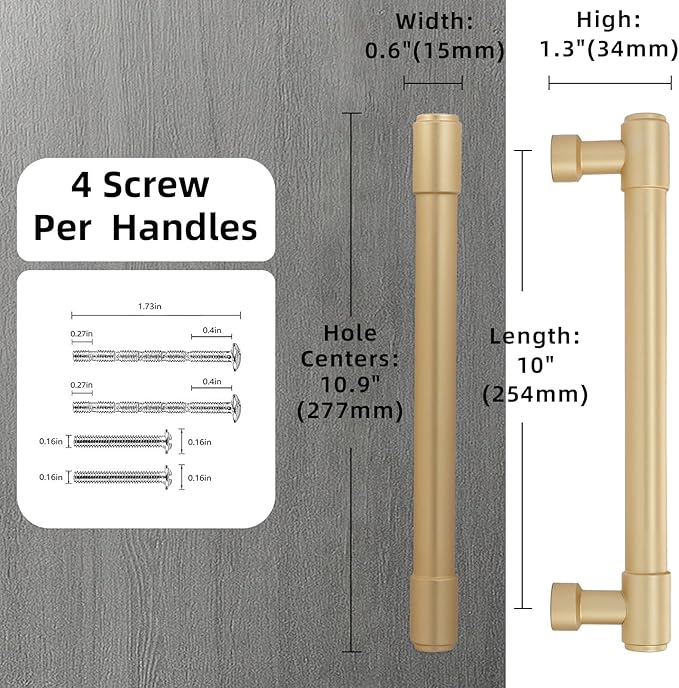 6 Pack Brushed Gold Cabinet Pulls 10 Inch Hole Centers Kitchen Cabinet Handles Gold Drawer Pulls