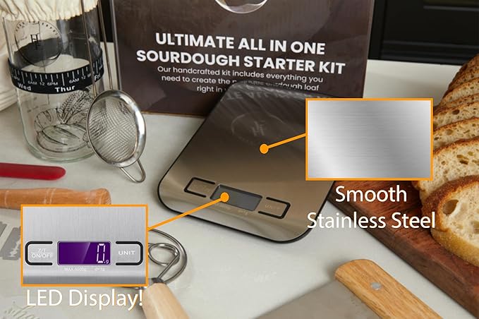 30 PCS-Sourdough Starter Kit with Kitchen Scale, 10-Inch Banneton Bread Proofing Basket, Sourdough Starter Jar, Bread Lame, Dough Whisk, Sourdough Kit with Bread Baking Supplies, and Bread Tools