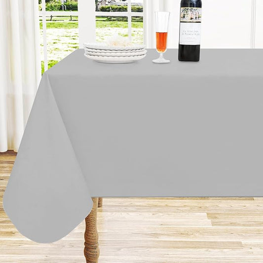 homing Rectangle Vinyl Tablecloth, Waterproof Spillproof Plastic Flannel Backed Table Cloth, Wipe Clean Table Cover for Dining, Buffet Parties and Camping (Light Grey, 60" x 120")