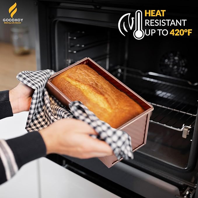 2lb set Nonstick Pullman Loaf Pan With Lid For Homemade Bread Carbon Steel Sandwich Bread Baking Mold With Sliding Lid Durable Toast Box For Square Loaf Shokupan Soft Milk Bread & Gift Box