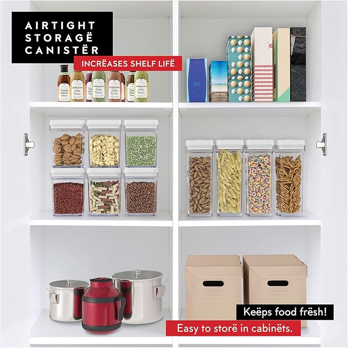 DWËLLZA KITCHEN Airtight Food Storage Containers – 4 Piece set Air Tight Pantry Storage Containers Clear Kitchen Organization and Storage Set BPA-Free - Keeps your Food Fresh & Dry
