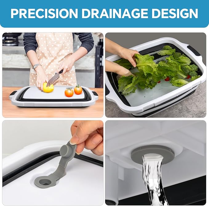 Collapsible BBQ Prep Tub for Meal Prep, Marinating, and Food Storage - Includes Cutting Board and Locking Lid,Ideal Gifts for Christmas,Dad,mother (X-Large) Black