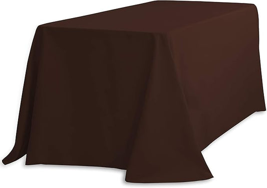LTC LINENS Tablecloth 90 x 156-Inch Rectangular Polyester Tablecloth with Rounded Corners, Chocolate, (90156-010127)