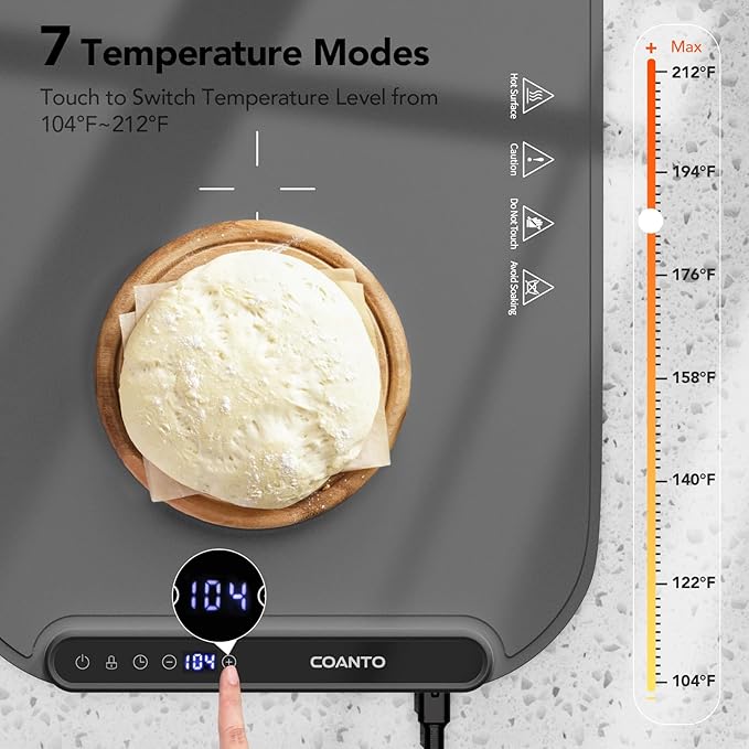 Food Warming Mat, Food Warmers for Parties Buffet, Silicone Heating Mat with 7 Temperature Settings, Roll-Up Storage, 17.91"x12.8", Grey