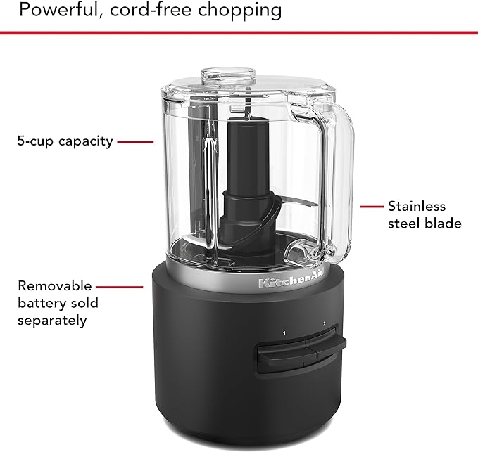 KitchenAid Go™ Cordless Food Chopper - battery sold separately, KFCR500, Black Matte