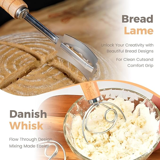 Bread Proofing Baskets, 2pcs Round 8.5inch Sourdough Starter Kit, Sourdough Bread Baking Supplies (Mint Green)