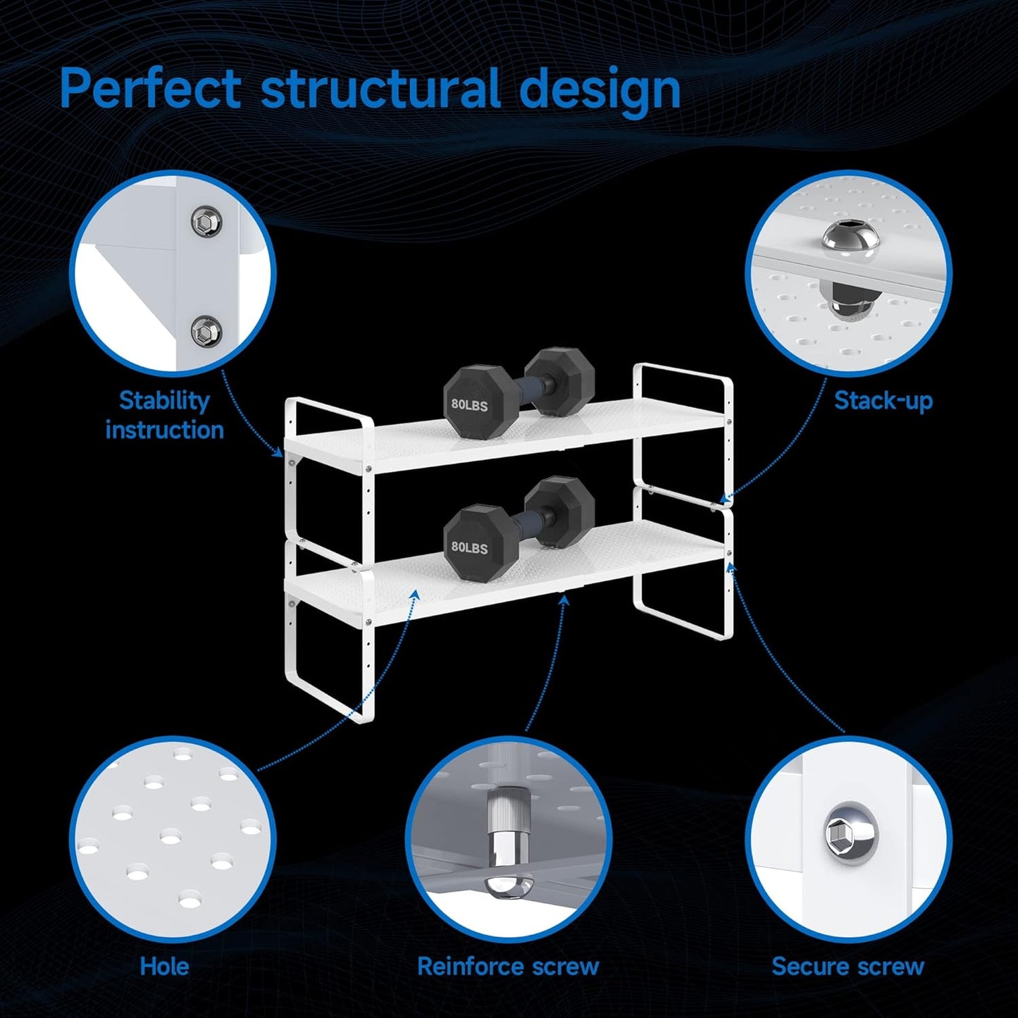 Expandable Cabinet Shelf Organizer Adjustable Metal Spice Rack Stackable Freestanding Counter Storage Shelves for Kitchen Cabinet Under Sink Office Desk (White - 1Pack - L16.5-27'' * W10.2'' * H9.6'')
