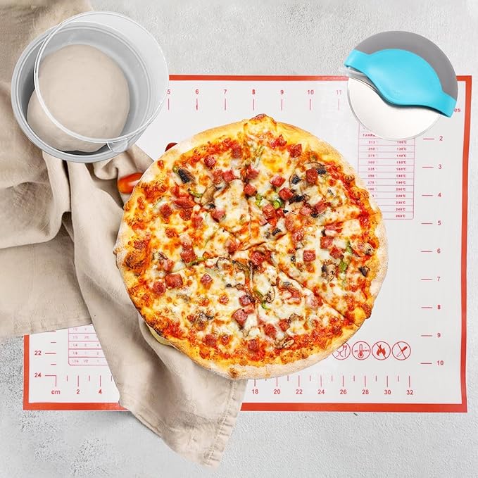 Pizza Making Accessories,4Pcs Stackable Silicone Pizza Dough Proofing Containers with Lids 700ml | Make 12" Pizzas,Pizza Dough Proofing Box and Pizza Bread Kit Tools(6pc)