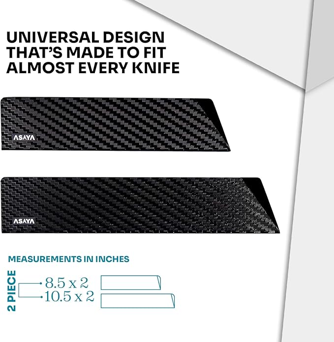 Asaya Professional Knife Edge Guards - Two Chef Blade Covers - 8.5 x 2" and 10.5 x 2" - Extra Strength, ABS Plastic and BPA-Free Felt Lining, non-Toxic and Food Safe - Knives Not Included (2 Piece L)