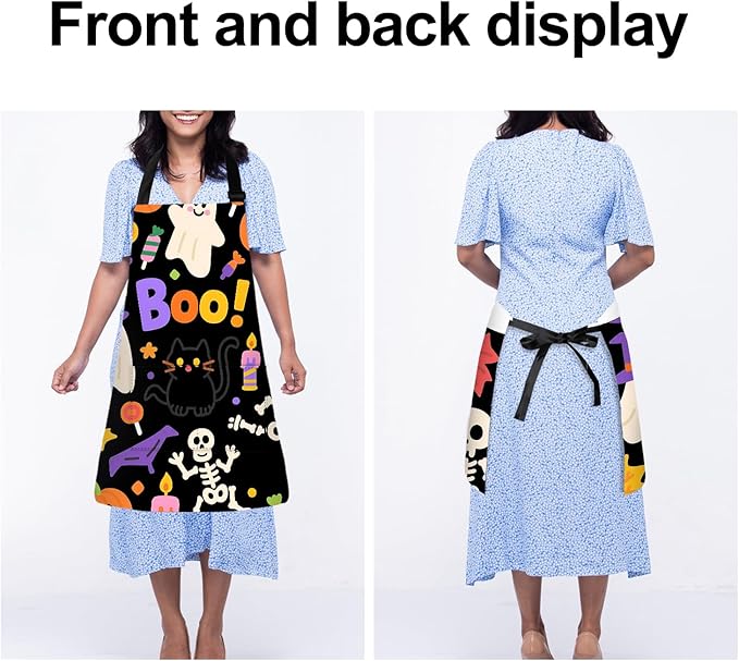 Halloween Apron Home Kitchen Cooking Baking Gardening for Women Men with Pockets waterproof 32x28 inch