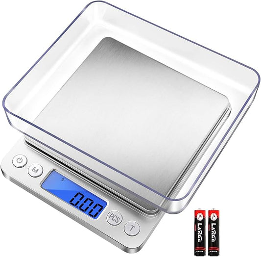 Fuzion Digital Gram Scale .01 Gram Accuracy, 500g Small Jewelry Scale, Mini Kitchen Food Scale for Herb, Powder, Gold, Coin - Weight Gram and Oz
