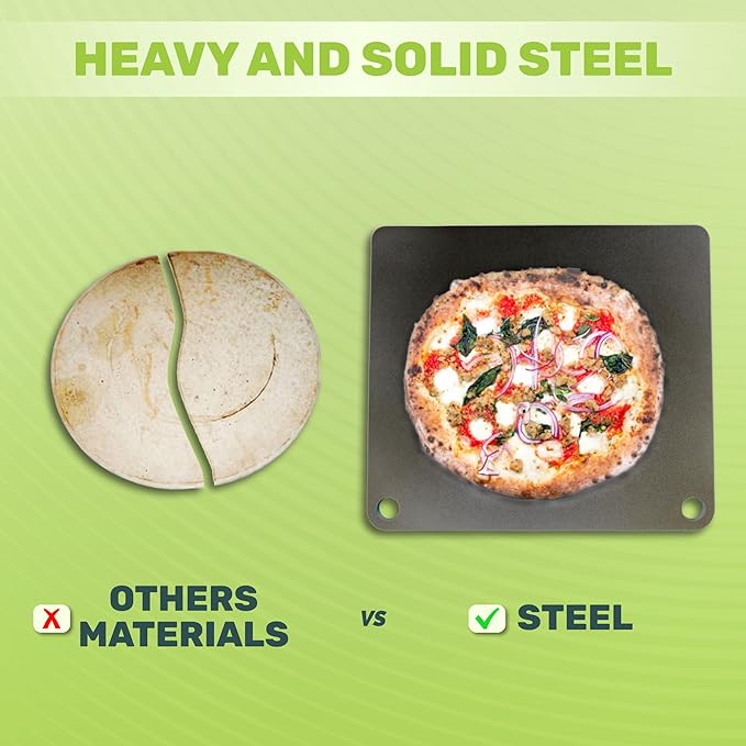 Pizza Steel, Pizza Steel for Oven - Durable Steel as Alternative to Pizza Stone - Baking’s, Steel Platform with Finger Hole for Baking Pizza and Bread