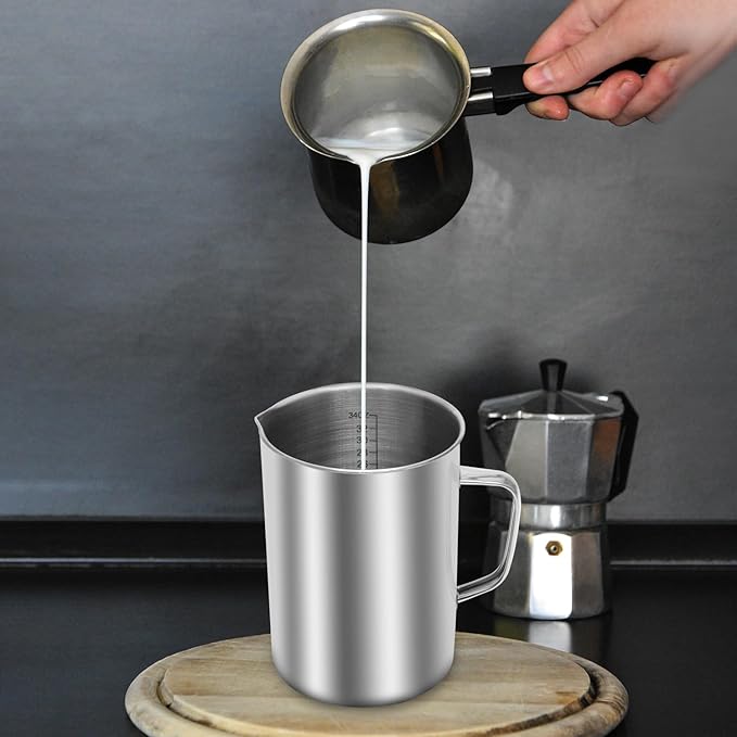 Kichwit Large Stainless Steel Measuring Cup, Liquid Metal Measuring Cup with Handle, 34oz / 1000ml / 4 Cups