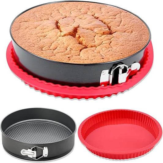 9 Inch Springform Pan Round Cake Baking Pans with Removable Bottom Leakproof Cheesecake Springform Pan Protector 10 Inch Bakeware for Cake, Cheesecakes, Pizza, and Quiches