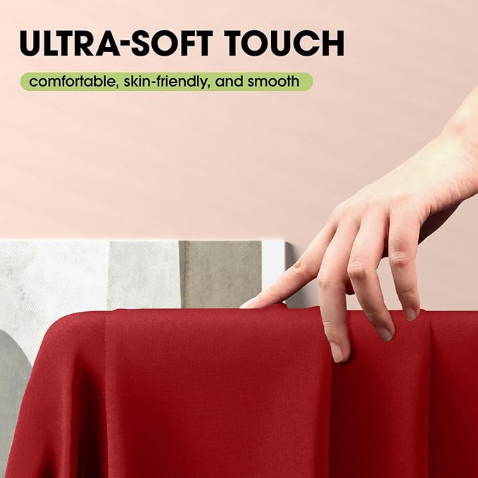 Pureegg Rectangle Table Cloth 60" x 84" – Durable Polyester Tablecloth Offers Reusable & Washable Protection, Ideal for Outdoor Party, Picnic, Wedding, Banquet and Birthday, Red