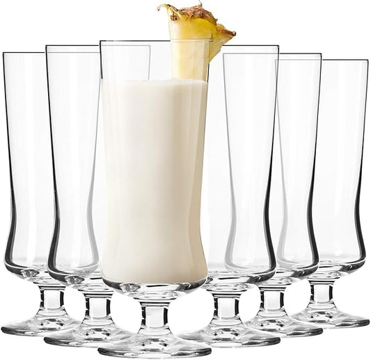 Krosno Pina Colada Cocktail Drinking Glasses, Set of 6, 10.1 oz, Avant-Garde Collection, Perfect for Alcoholic and Non Alcoholic Cocktails or Frozen Coffee, Dishwasher Safe, Made in Europe