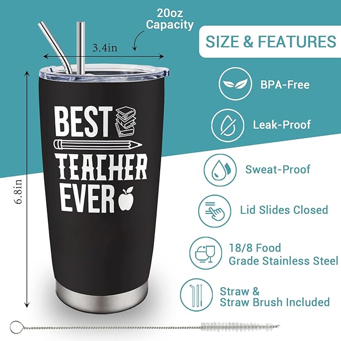 Teacher Gifts for Men - Male Teacher Appreciation Gifts - Birthday/Christmas Gift for Teachers - Thank You Gift for Teachers, 20 oz Insulation Stainless Steel Tumbler