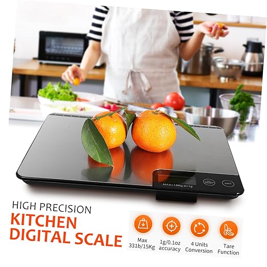 High Precision Electronic Food Scale with Tare Function Stainless Steel Kitchen Scale for Baking and Cooking Clear LCD Display Measures Grams Ounces Easy to Clean Panel Capacity